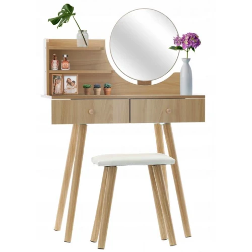 Туалетный столик Chomik WENDY с зеркалом + бежевый табурет