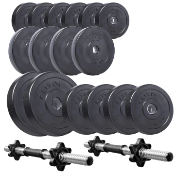 Набор композитных дисков Elitum Titan 59кг для гантелей и штанг + 2 грифа Набор композитных дисков Elitum Titan 59кг для гантелей и штанг + 2 грифа
