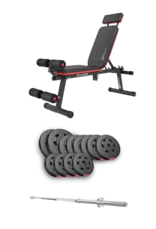 Набір Hop-Sport Premium 69кг з лавою HS-2040 HB та штангою