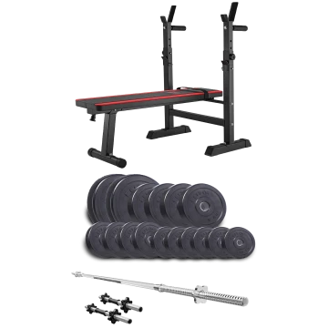 Набор Elitum Titan 68кг со скамьей HS-1080, штангой и гантелями