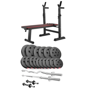Набор Hop-Sport Premium 75кг со скамьей HS-1080, штангами и гантелями