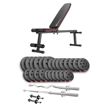Набор Hop-Sport Premium 135кг со скамьей HS-1010 Pro, штангами и гантелями