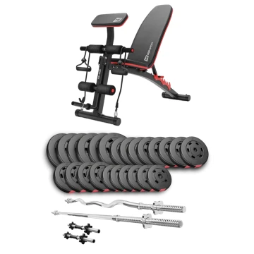 Набор Hop-Sport Premium 135кг со скамьей HS-1035, штангами и гантелями