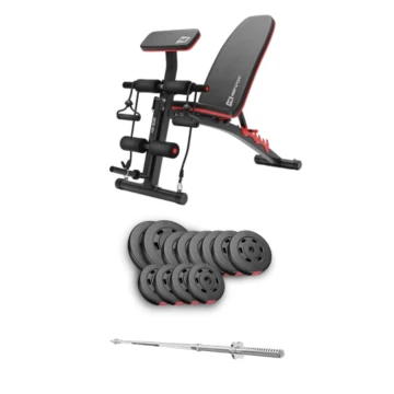 Набор Hop-Sport Premium 69кг со скамьей HS-1035 и штангой