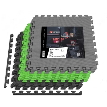 Мат-пазл Hop-Sport EVA 1см HS-A010PM - 9 частей черный/серый/зеленый