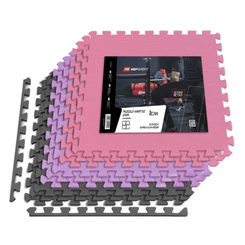 Мат-пазл Hop-Sport EVA 1см HS-A010PM - 9 частей серый/фиолетовый/розовый