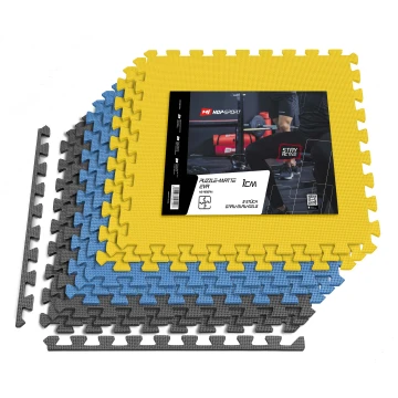 Мат-пазл Hop-Sport EVA 1см HS-A010PM - 9 частей серый/синий/желтый