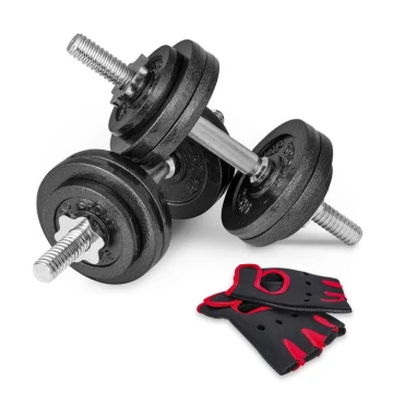 Гантели металлические Hop-Sport New 2 х 15кг с перчатками