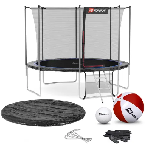 Батут Hop-Sport 12ft (366см) чорно-синій з внутрішньою сіткою