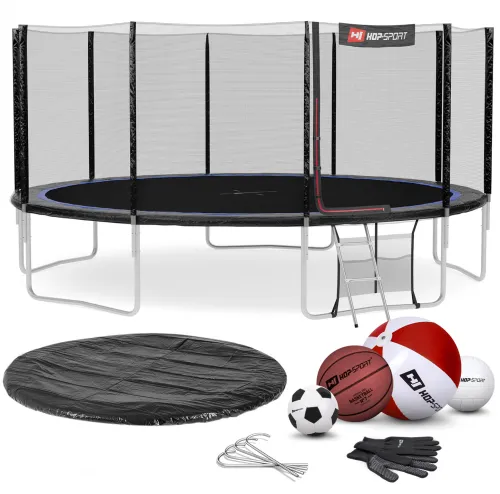 Батут Hop-Sport 16ft (488см) черно-синий с внешней сеткой