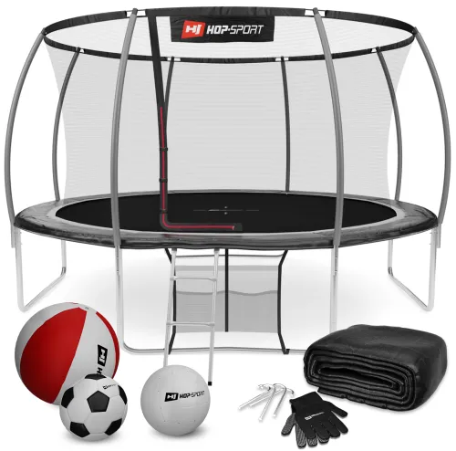 Батут Hop-Sport Premium 14ft (427см) чорно-сірий з внутрішньою сіткою