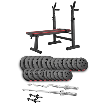 Набор Hop-Sport Premium 135кг со скамьей HS-1080, штангами и гантелями