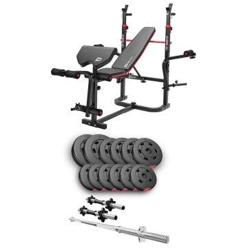 Набор Hop-Sport Premium 38кг со скамьей HS-1065HB Pro, штангами и гантелями