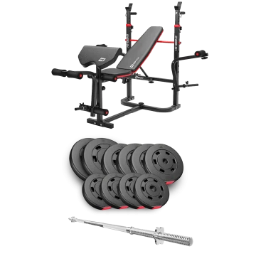 Набор Hop-Sport Premium 59кг со скамьей HS-1065HB Pro и штангой