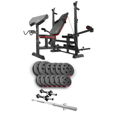 Набор Hop-Sport Premium 38кг со скамьей HS-1075 Pro, штангами и гантелями