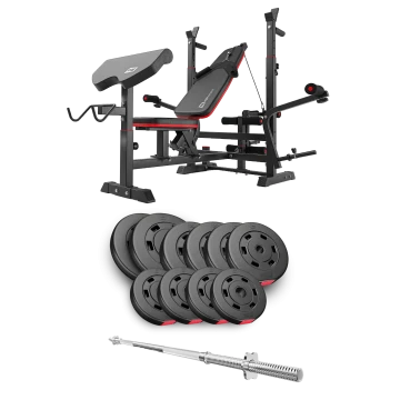 Набор Hop-Sport Premium 59кг со скамьей HS-1075 Pro и штангой
