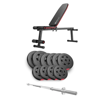 Набор Hop-Sport Premium 59кг со скамьей HS-1010 Pro и штангой