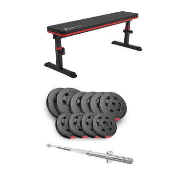 Набор Hop-Sport Premium 59кг со скамьей HS-1025 Pro и штангой