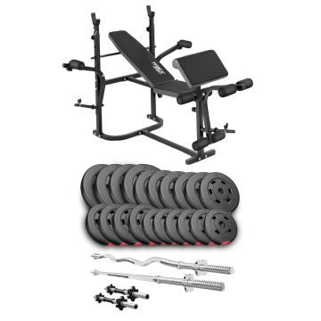 Набор Hop-Sport Premium 105кг со скамьей TX-020, штангами и гантелями