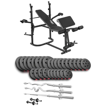 Набор Hop-Sport Premium 173кг со скамьей TX-020, штангами и гантелями