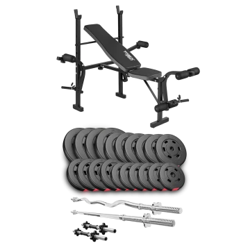 Набор Hop-Sport Premium 105кг со скамьей TX-055, штангами и гантелями