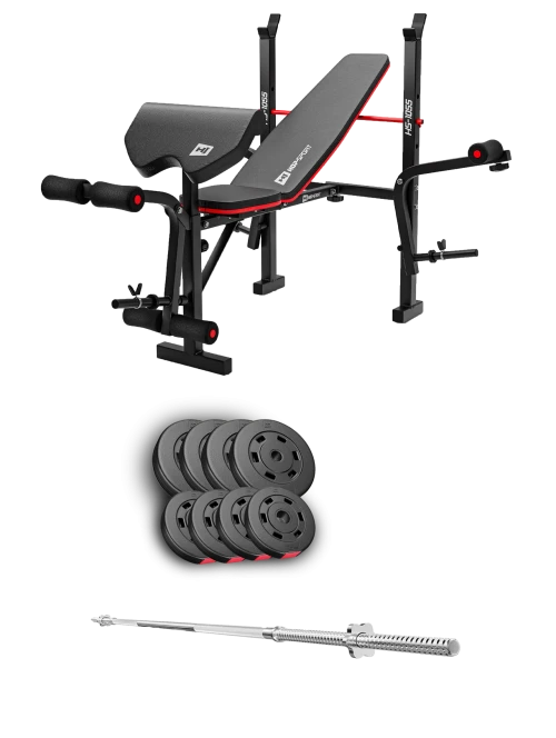 Набір Hop-Sport Premium 39кг з лавою HS-1055 Pro та штангою