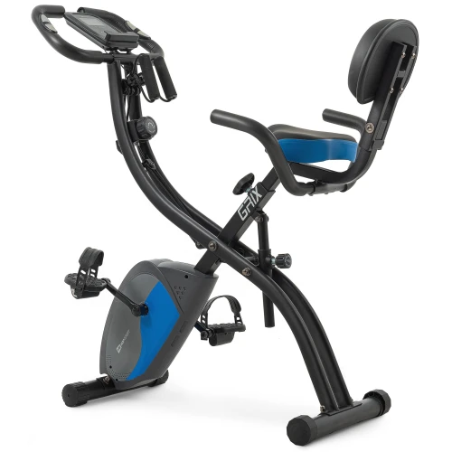 Велотренажер магнітний Hop-Sport HS-3010X Grix X-Bike з еспандерами чорно-синій