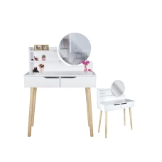 Туалетний столик Jumi SCANDI на 2 шухляди із дзеркалом білий