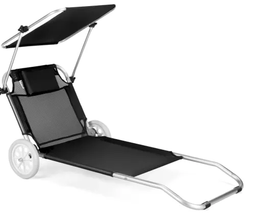 Шезлонг лежак Outtec Sun з дашком чорний
