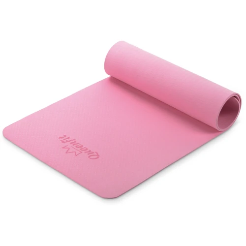Килимок (мат) для фітнесу та йоги Queenfit Premium TPE 0,5см рожевий