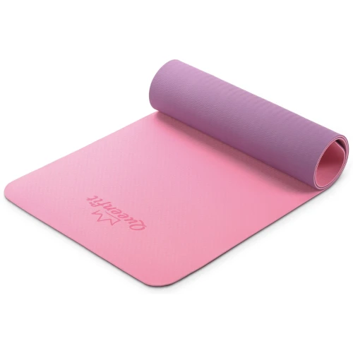 Килимок (мат) для фітнесу та йоги Queenfit Premium TPE 0,6см рожево-фіолетовий