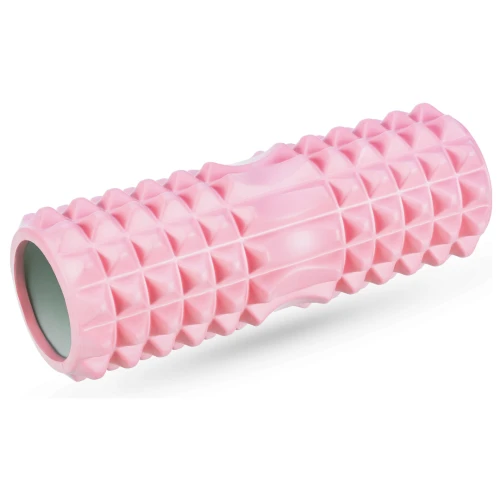 Массажный ролик Queenfit для йоги и фитнеса EVA 33*10,5см розовый