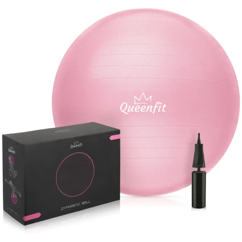 Фітбол Queenfit 65см світло-рожевий + насос
