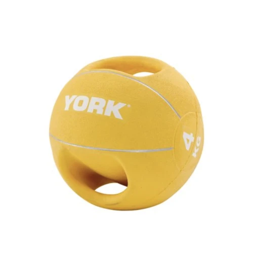 Мяч медбол 4 кг York Fitness с двумя ручками, желтый