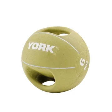 М'яч медбол 6 кг York Fitness із двома ручками, салатовий