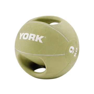 Мяч медбол 9 кг York Fitness с двумя ручками зеленый