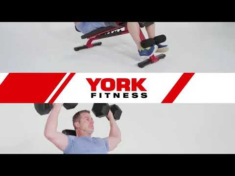 youtube video 1 Скамья тренировочная York Fitness ASPIRE 280 FID многофункциональна для пресса и жима