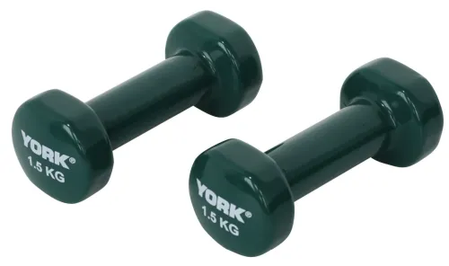 Гантели для фитнеса виниловые круглые York Fitness 2х1,5кг зеленый