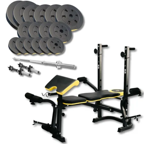 Набір Besport PowerPro 68кг з прямим грифом та лавою WB-004