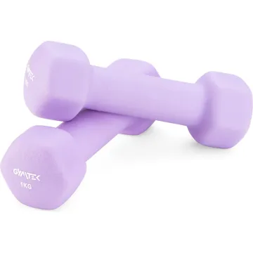 Гантели для фитнеса неопреновые Gymtek Hex 2х1кг лавандовый