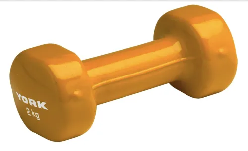 Гантели для фитнеса виниловые круглые York Fitness 2х2кг желтый