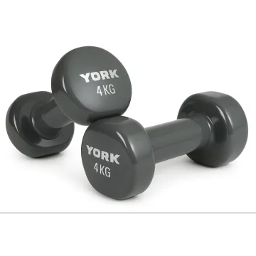 Гантели для фитнеса виниловые круглые York Fitness 2х4кг серый