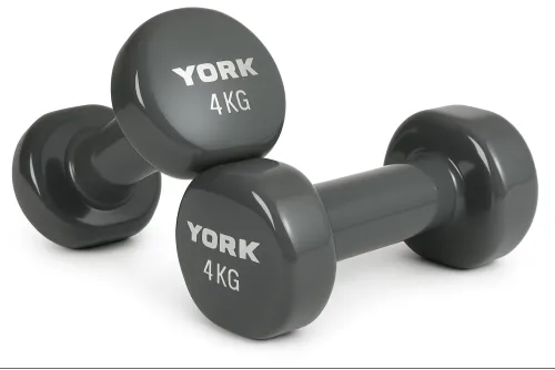 Гантели для фитнеса виниловые круглые York Fitness 2х4кг серый