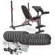 Image 1 for Набор Hop-Sport Premium 173кг со скамьей HS-1095, штангами и гантелями