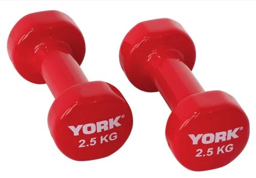 Гантелі для фітнесу вінілові круглі York Fitness 2х2,5кг червоний