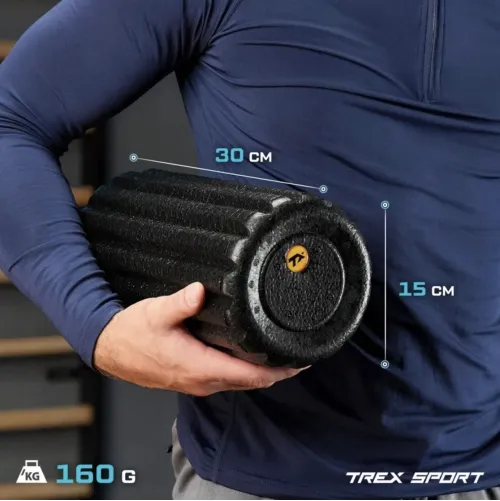 Роллер массажер ребристый Trex Sport TX-030EPR EPP 30см черный Роллер массажер ребристый Trex Sport TX-030EPR EPP 30см черный
