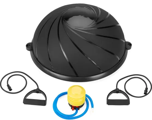 Балансувальна півсфера Gymtek Flex Core Half Ball 58см з еспандерами + насос чорний
