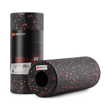 Роллер массажер (валик, ролик) гладкий Hop-Sport EPP 33см HS-P033YG черно-красный