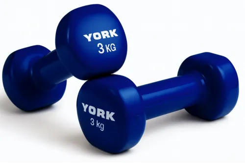 Гантели для фитнеса виниловые круглые York Fitness 2х3кг синий
