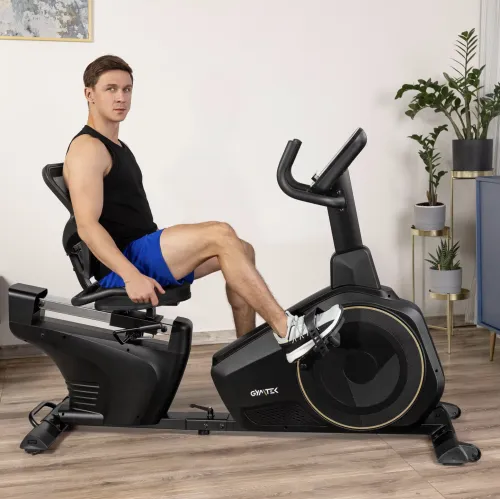 Горизонтальний велотренажер Gymtek XBR6000 електромагнітний золотистий